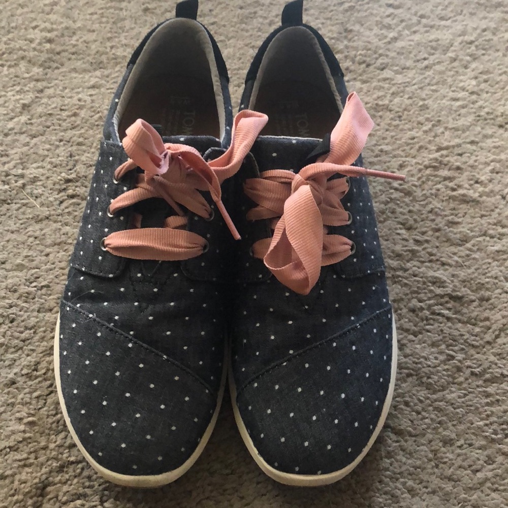 Toms Polka Dot Lace-Up Sneakers w/Ribbon Laces